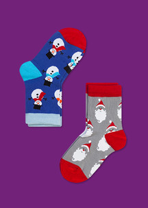 Носки для всей семьи Дед мороз - красный нос JNRB: Носки детские (2 пары) Дед Мороз и его помощники