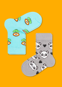 Цветные носки JNRB: Носки детские (2 пары) Панды в цветах