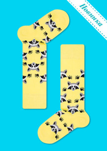Цветные носки для всей семьи Енот JNRB: Гольфы Желтый енот