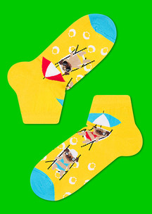 Желтые JNRB: Носки Пляжные мопсы