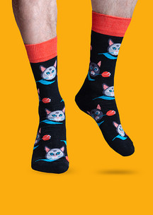 Цветные носки JNRB: Носки Котики с цветами