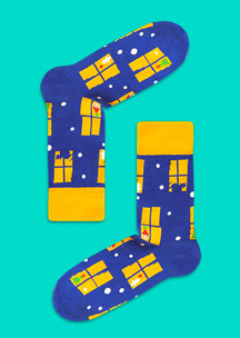 Синие JNRB: Носки Ёлка у камина